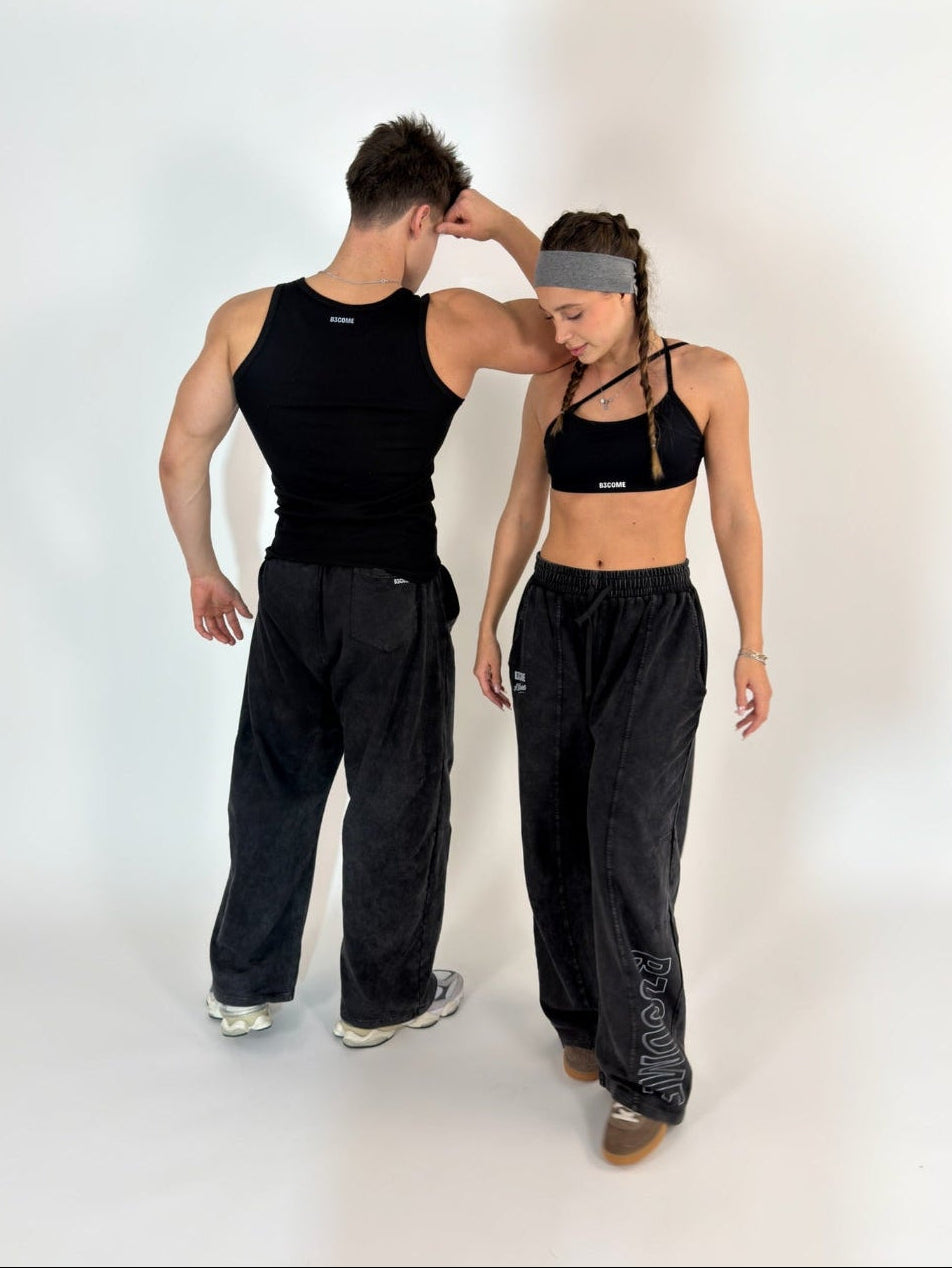 Pantalón Deportivo Unisex B3COME – Negro Washed